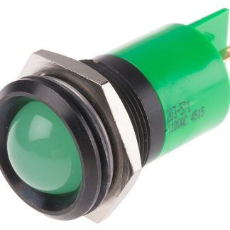 Indicatore da pannello RS PRO Verde  a LED, 110V ca, Sporgente, foro da 22mm