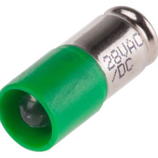 Lampada per indicatori RS PRO, lunga 16mm, Ø 6mm, 28V ca/cc, luce color Verde, 1610mcd, Chip singolo da 100000h con