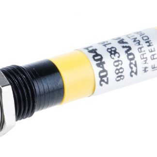 Indicatore da pannello RS PRO Giallo  a LED, 230V ca, Ad incasso, foro da 8mm