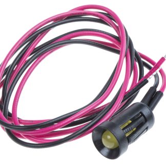 Indicatore da pannello RS PRO Giallo  a LED, 12V cc, Ad incasso, foro da 8mm