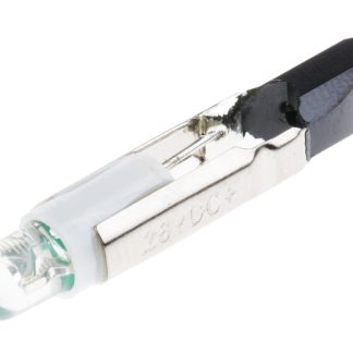 Lampada per indicatori RS PRO, lunga 29.5mm, Ø 5.5mm, 28V ca/cc, luce color Verde, 2100mcd, Chip singolo da 100000h con