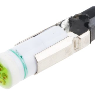 Lampada per indicatori RS PRO, lunga 22mm, Ø 5.5mm, 24V cc, luce color Verde, 50mcd, Multichip da 60000h con Attacco