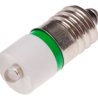 Lampada per indicatori RS PRO, lunga 25.25mm, Ø 10mm, 24V ca/cc, luce color Verde, 1610mcd, Chip singolo da 100000h con