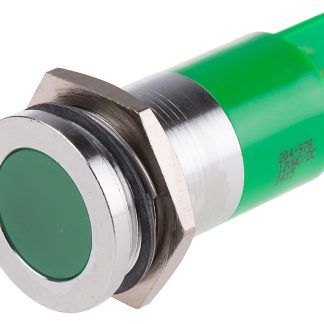 Indicatore da pannello RS PRO Verde  a LED, 12V ca/cc, A filo, foro da 22mm