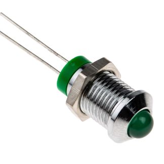 Indicatore da pannello RS PRO Verde  a LED, 2V cc, IP67, Sporgente, foro da 8mm