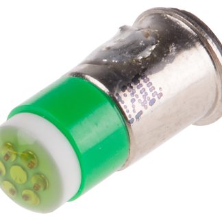 Lampada per indicatori RS PRO, lunga 15.25mm, Ø 6mm, 12V cc, luce color Verde, 35mcd, Multichip da 100000h con Flangia