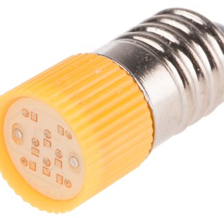 Lampada per indicatori RS PRO, lunga 28mm, Ø 10mm, 28V ca/cc, luce color Giallo, 120/110mcd, Multichip da 100000h con