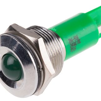 Indicatore da pannello RS PRO Verde  a LED, 24V, IP67, Sporgente, foro da 19mm
