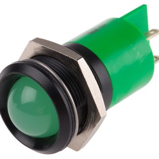 Indicatore da pannello RS PRO Verde  a LED, 230V ca, IP67, Sporgente, foro da 22mm