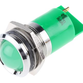 Indicatore da pannello RS PRO Verde  a LED, 24 → 36V cc, Sporgente, foro da 22mm