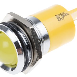 Indicatore da pannello RS PRO Giallo  a LED, 24 → 36V cc, Sporgente, foro da 22mm