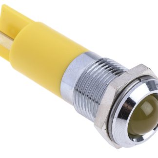 Indicatore da pannello RS PRO Giallo  a LED, 24V cc, Sporgente, foro da 14mm