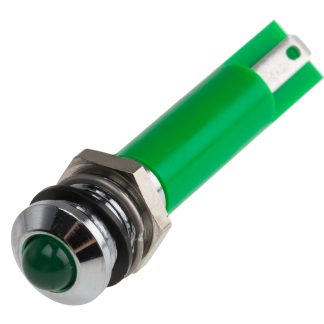 Indicatore da pannello RS PRO Verde  a LED, 12V cc, IP67, Sporgente, foro da 8mm