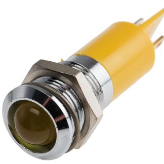 Indicatore da pannello RS PRO Giallo  a LED, 48 → 65V cc, Sporgente, foro da 14mm