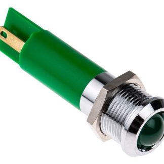 Indicatore da pannello RS PRO Verde  a LED, 24V ca/cc, IP67, Sporgente, foro da 12mm