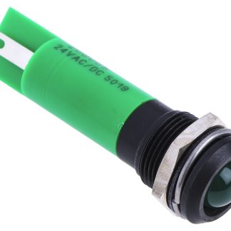 Indicatore da pannello RS PRO Verde  a LED, 24V ca/cc, IP67, Sporgente, foro da 12mm