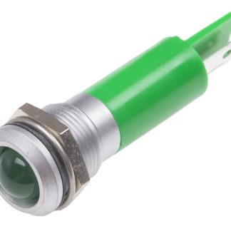Indicatore da pannello RS PRO Verde  a LED, 230V ca, IP67, Sporgente, foro da 12mm