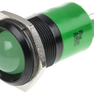 Indicatore da pannello RS PRO Verde  a LED, 130V ca, IP67, Sporgente, foro da 22mm