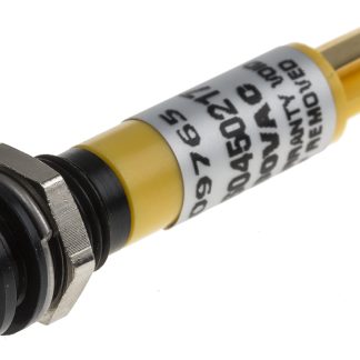 Indicatore da pannello RS PRO Giallo  a LED, 230V ca, Sporgente, foro da 8mm