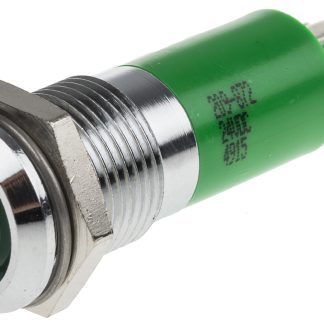 Indicatore da pannello RS PRO Verde LED lampeggiante, 24V cc, Sporgente, foro da 14mm