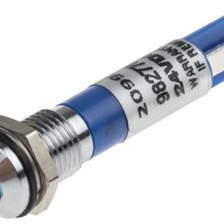 Indicatore da pannello RS PRO Blu  a LED, 24V cc, Sporgente, foro da 8mm