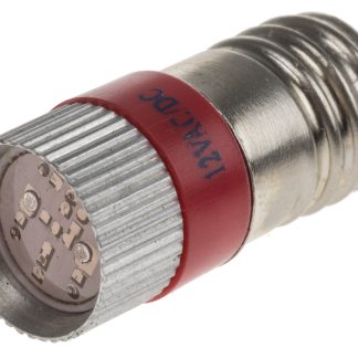 Lampada per indicatori RS PRO, lunga 28mm, Ø 10mm, 12V cc, luce color Rosso, 110/105mcd, Multichip da 100000h con base