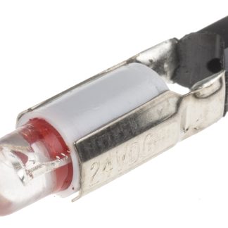 Lampada per indicatori RS PRO, lunga 22mm, Ø 5.5mm, 24V ca/cc, luce color Rosso, 250mcd, Chip singolo da 100000h con
