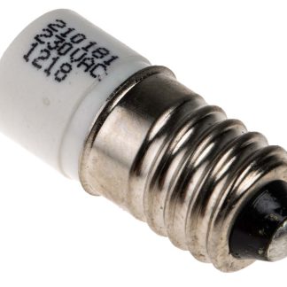 Lampada per indicatori RS PRO, lunga 25.25mm, Ø 10mm, 230V ca, luce color Bianco, 410mcd, Chip singolo da 100000h con