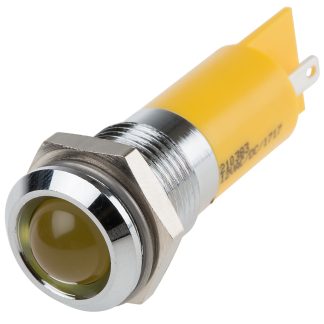 Indicatore da pannello RS PRO Giallo  a LED, 12V, Sporgente, foro da 14mm