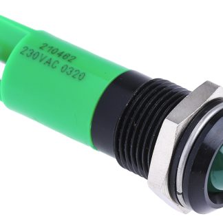 Indicatore da pannello RS PRO Verde  a LED, 230V ca, IP67, Sporgente, foro da 14mm
