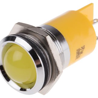 Indicatore da pannello RS PRO Giallo  a LED, 230V ca, Sporgente, foro da 22mm