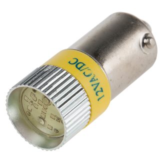Lampada per indicatori RS PRO, lunga 28mm, Ø 10mm, 12V cc, luce color Giallo, 120/110mcd, Multichip da 100000h con base
