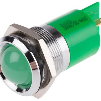Indicatore da pannello RS PRO Verde  a LED, 24V ca, Sporgente, foro da 22mm