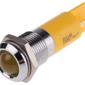 Indicatore da pannello RS PRO Giallo  a LED, 12V cc, Sporgente, foro da 14mm