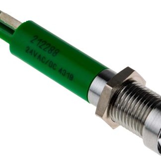 Indicatore da pannello RS PRO Verde  a LED, 24V ca/cc, IP67, Ad incasso, foro da 8mm