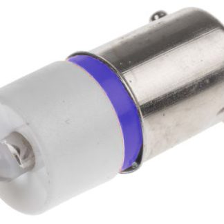 Lampada per indicatori RS PRO, lunga 24mm, Ø 10mm, 24V ca/cc, luce color Blu, 490mcd, Chip singolo da 100000h con base