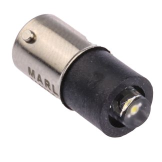 Lampada per indicatori Marl, lunga 26mm, Ø 4.8mm, 110V cc, luce color Bianco, 750mcd da 100000h con base BA9s, angolo