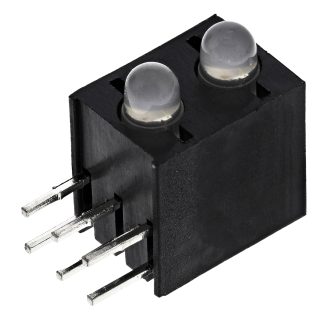 Indicatore LED per PCB Verde, rosso Kingbright, 60 °, 2 LEDs, Right-angle, 2,5 V, Montaggio con foro passante