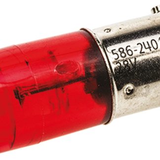 Lampada per indicatori Dialight, lunga 28.75mm, Ø 10mm, 28V cc, luce color Rosso, 525mcd, Chip singolo da 100000h con
