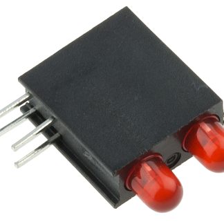Indicatore LED per PCB Rosso Dialight, 60 °, 2 LEDs, Right-angle, 2,2 V, Montaggio con foro passante