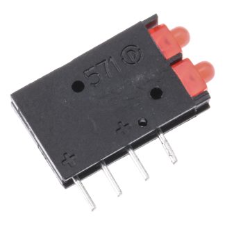 Indicatore LED per PCB Rosso Dialight, 38 °, 2 LEDs, Right-angle, 2 V, Montaggio con foro passante
