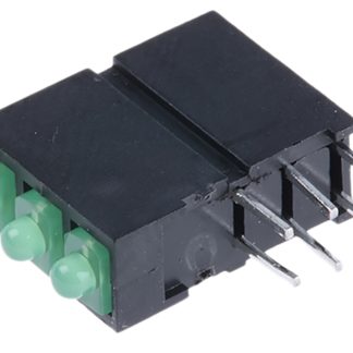 Indicatore LED per PCB Verde Dialight, 38 °, 3 LEDs, Right-angle, 2,5 V, Montaggio con foro passante