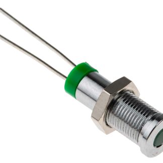 Indicatore da pannello RS PRO Verde  a LED, 2V cc, IP67, A filo, foro da 6mm