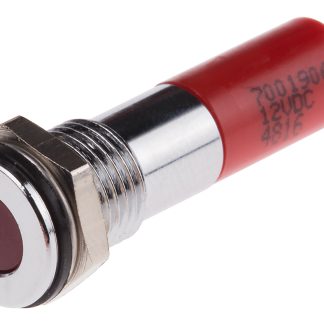 Indicatore da pannello RS PRO Rosso  a LED, 12V cc, IP67, A filo, foro da 8mm