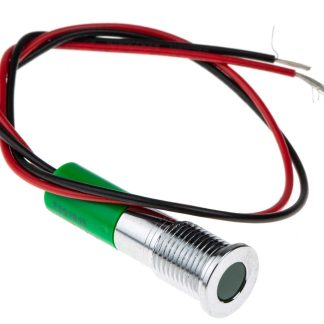 Indicatore da pannello RS PRO Verde  a LED, 12V cc, IP67, A filo, foro da 8mm