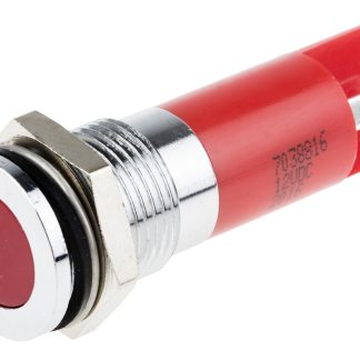 Indicatore da pannello RS PRO Rosso  a LED, 12V cc, IP67, A filo, foro da 14mm