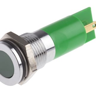 Indicatore da pannello RS PRO Verde  a LED, 12V cc, IP67, A filo, foro da 14mm