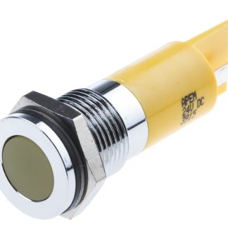 Indicatore da pannello RS PRO Giallo  a LED, 24V cc, IP67, A filo, foro da 14mm