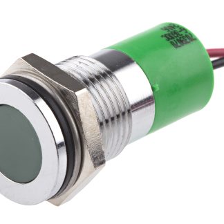 Indicatore da pannello RS PRO Verde  a LED, 6 → 36V cc, IP67, A filo, foro da 14mm
