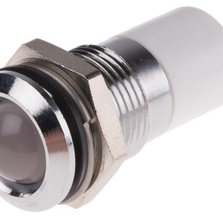 Indicatore da pannello RS PRO Bianco  a LED, 24V cc, IP67, Sporgente, foro da 14mm